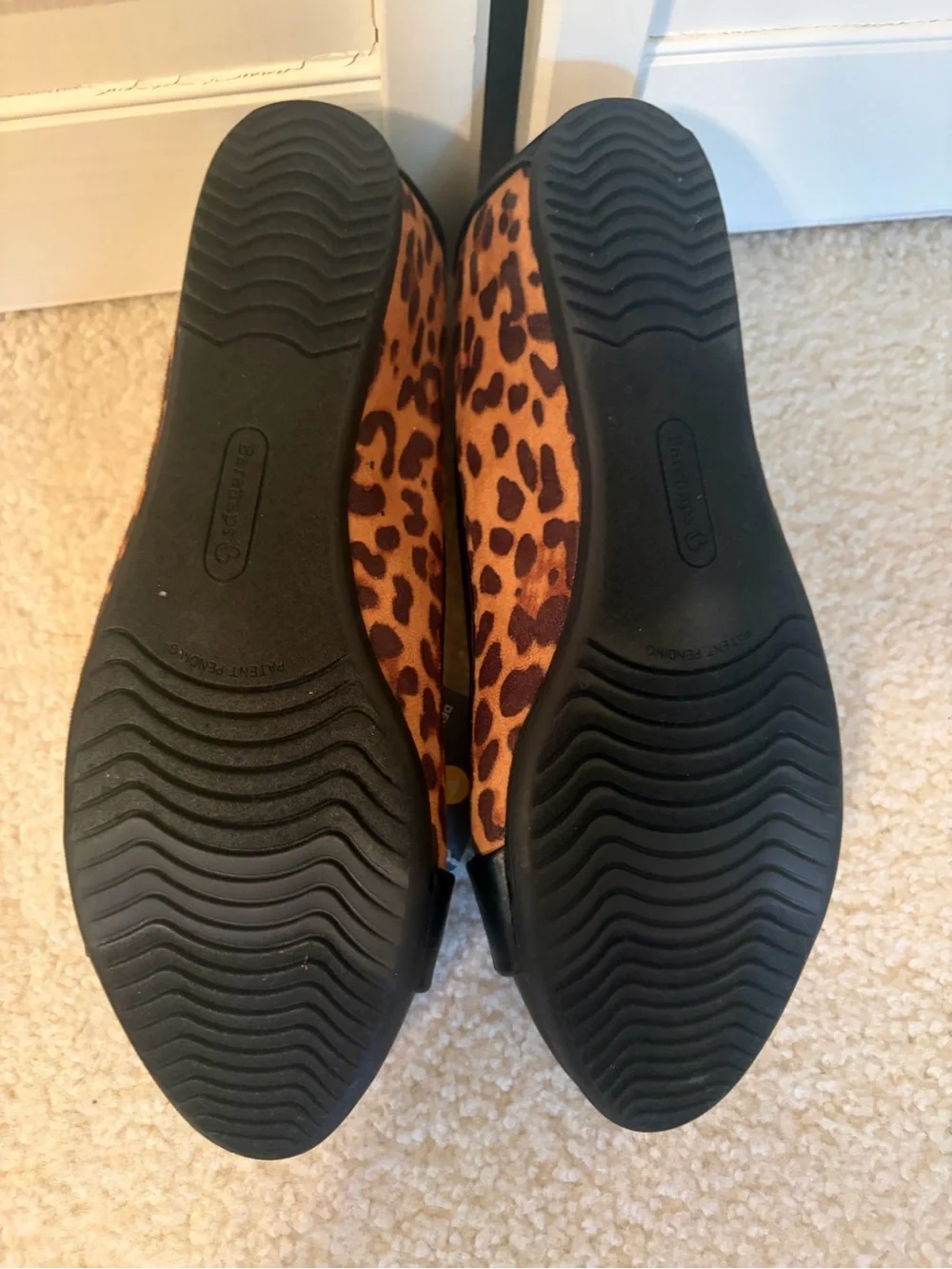 BareTraps Black and Leopard Print Buckle Ballet Flats